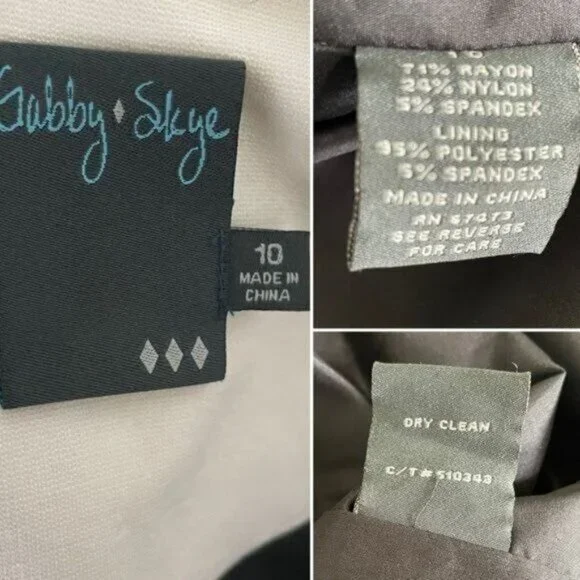 Gabby Skye black cream ruffle embellished‎ neck shift dress 10 pockets - Picture 10 of 11